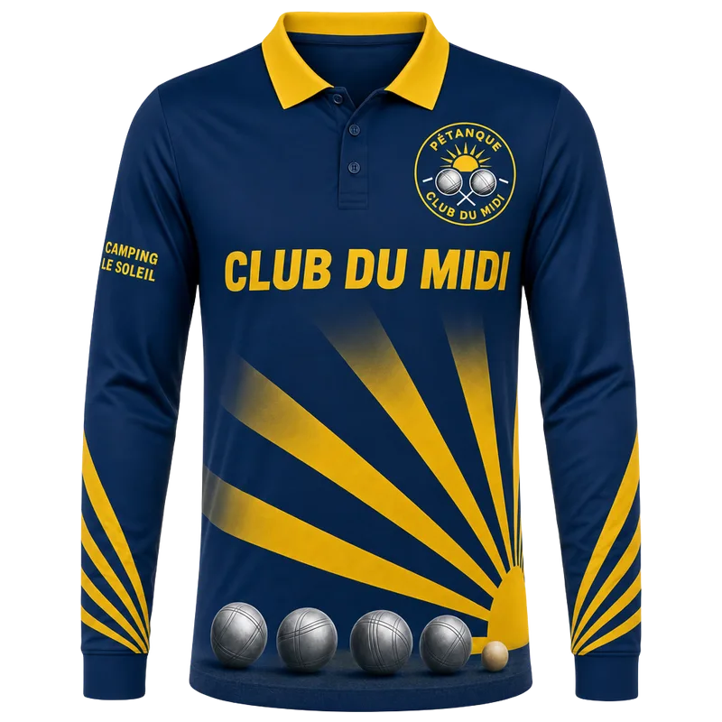 Polo de pétanque manches longues personnalisé au design du club